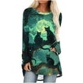 thumbnail image 2 of Jsaierl Halloween Shirts for Women Plus Size Pumpkin Ghost Print Tees Loose Fit Crewneck T-shirt Long Sleeve Holiday Blouse Tops Halloween Clothes, 2 of 4