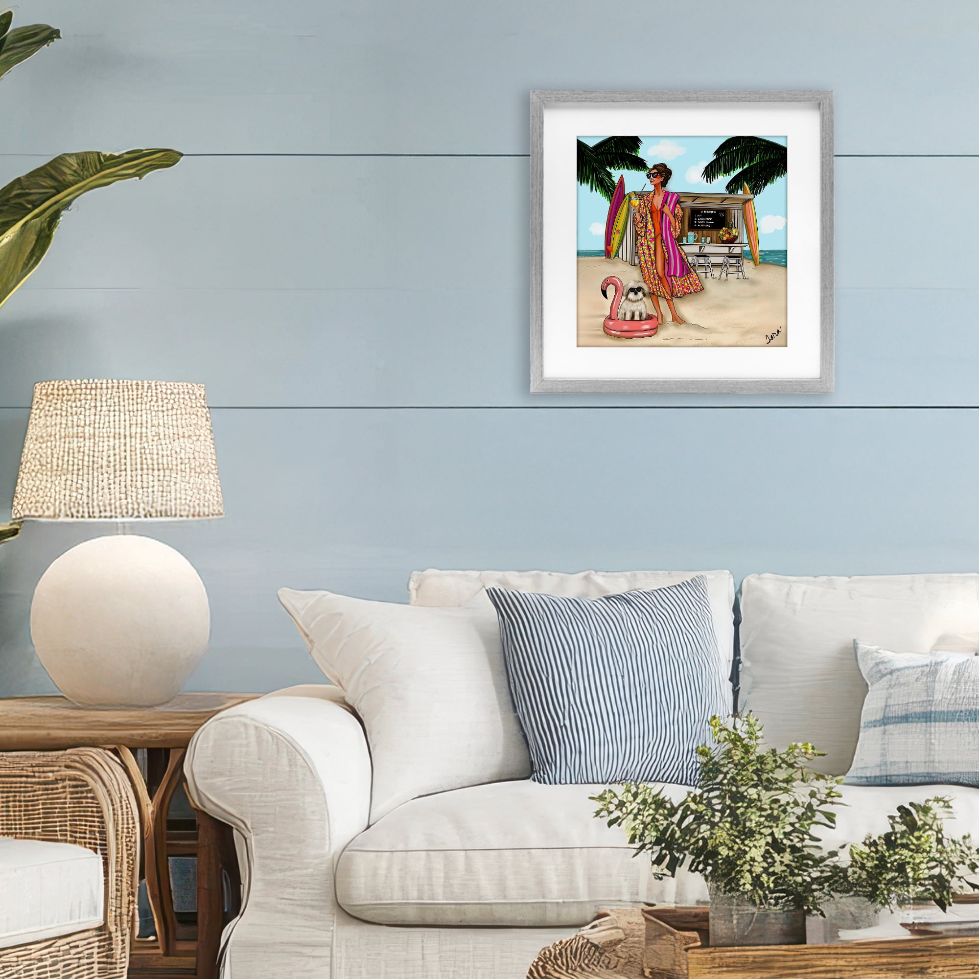 Stupell Industries Beach Girl in Summer Sun Gray Framed Print Under Glass, design by Tara Boone