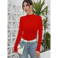 thumbnail image 5 of Womens Scoop Neck Long Sleeve Slim Fit Basic T Shirt, 5 of 6
