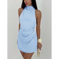 thumbnail image 5 of Minimalist Backless Tie-Up Pleated Mini Dress For Women, 5 of 10