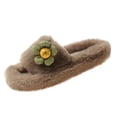 thumbnail image 4 of Women's Plush Slippers Slip on Slippers Winter Slippers Cartoon Cute Home Slippers Warm House Slippers Furry Home Shoes for Indoor Outdoor Khaki 40, 4 of 8