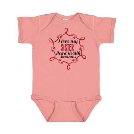 

Inktastic I Love My Sister Heart Health Awareness Gift Baby Boy or Baby Girl Bodysuit