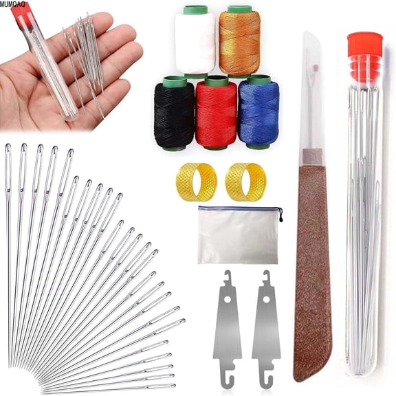 MUMQAQ Stainless Steel Sewing Needles, 36PCS Big Eye Steel Sewing Needles Kit for DIY Sewing Projects
