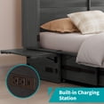 thumbnail image 3 of BALUS 64" Murphy Bed Cabinet with Mattress, Queen Size Modern Multi-Functional Cube Bed with Folding Foam Mattress, Stone Grey, 3 of 9