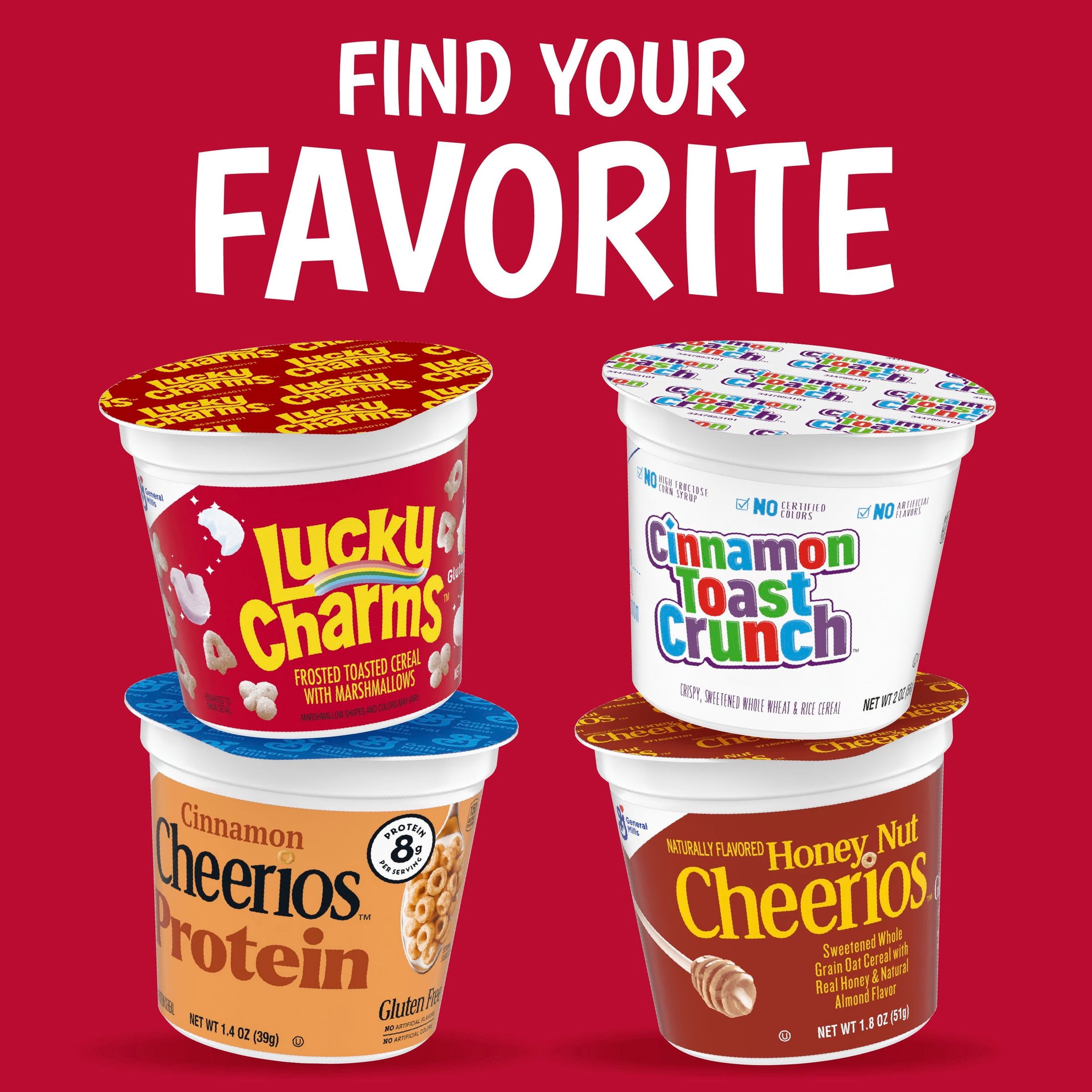 (2 pack) Lucky Charms with Marshmallows Breakfast Cereal Cup, Gluten Free, Single Serve, 1.7 oz