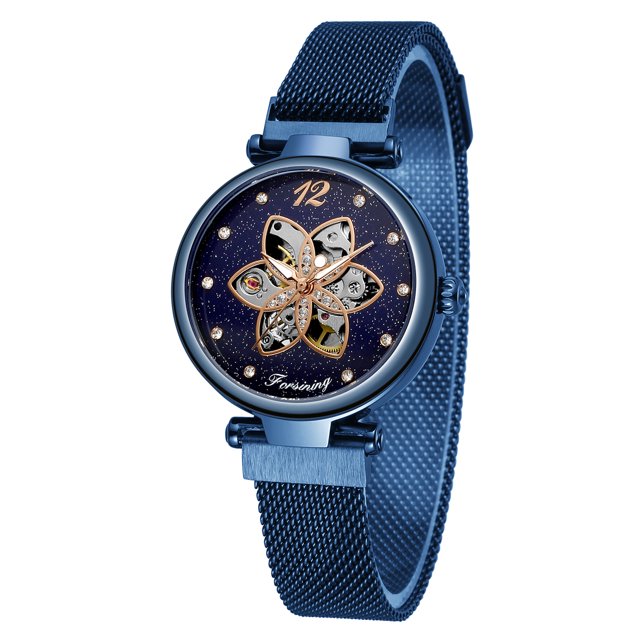 Reloj mecánico automático de mujer con correa de acero inoxidable FORSINING Mirar