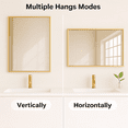 thumbnail image 4 of 2-Pack Brushed Gold Bathroom Mirror for Over Sink, 22"x30" Rectangular Wall Mirrors with Rustproof Aluminum Alloy Frame, Modern Vanity Mirror, Hangs Horizontal or Vertical, 4 of 9