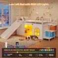 thumbnail image 4 of Low Loft Bed Twin with Slide, Storage Drawers and Led Lights, Metal Twin Size Loft Beds with Art Table, Storage Stairway and Under-Bed Play Space, Twin Beds with Safety Guardrail, White, 4 of 10