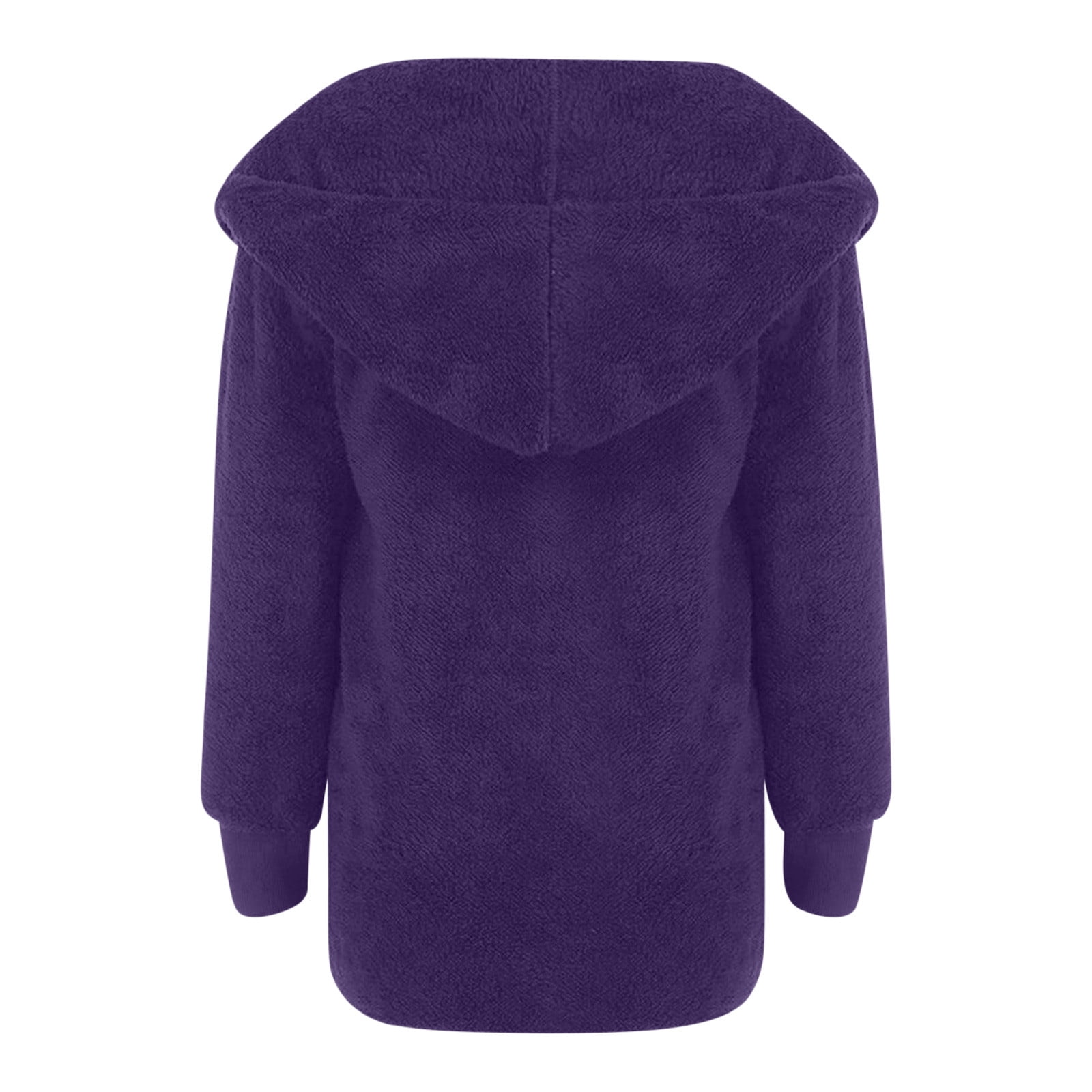Winter Coats for Women Plus Size S-5X Fleece Long Sleeve Jackets with Hood and Pockets Ladies Casual Solid Warm Open Front Outerwear Coat