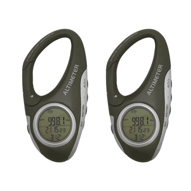 2X Electronic Altimeter Carabiner Altimeter Handheld Thermometer Outdoor Fishing Weather Forecast Mode Meter Gadget,Black grey
