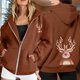 thumbnail image 2 of WILLBEST Sudadera Deportiva para Mujer Ladies' Christmas Printed Zipper Long Sleeved Pocket Adjuststring Casual Hooded Sweatshirt 2029 Mediana, 2 of 8