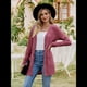 thumbnail image 5 of Cárdigan de Punto Suave para Mujer, Moda Otoño 2025, Abrigo de Larga Abierto con Bolsillos. Rojo Vino S, 5 of 10
