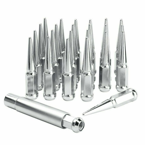 24 Chrome Spike Lug Nuts 12x1.5 Compatible with Toyota 4Runner Tundra FJ Tacoma Lexus GX470