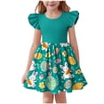 thumbnail image 2 of ATOGUTA Kids Dress Ruffle Sleeve Easter Dresses Girl Long Midi Springs Dress Kids Smocked Flare Summer Dress Size 3T-14. Green, 2 of 6