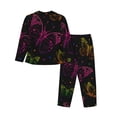 thumbnail image 2 of Uemuo Butterfly Pattern Womens Pajama Sets,PJ Set for Women,Pajamas for Women Logo,Long Sleeve Pajama Set for Women,Soft Long Sleeve Top With Pants-X-Large, 2 of 9