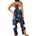 thumbnail image 4 of Virmaxy Womens Overalls Fashion Women Sleeveless Printed Cold Shoulder Vest Casual Pachwork Jumpsuit Wide Leg Overalls For Women Loose Fit Navy XS, 4 of 6