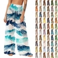 thumbnail image 1 of Pincandy Women Mesh Boho Beach Pants See Through Sheer Swimsuit Bikini Bottom Cover up Party Elastic High Waist Wide Leg Pants, 1 of 7