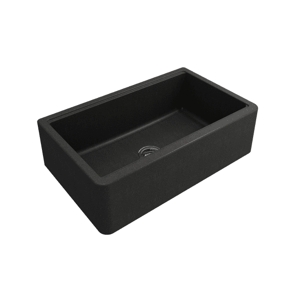 BOCCHI 1600-505-0120 Apron-Front 33" Single Granite Kitchen Sink Metallic Black