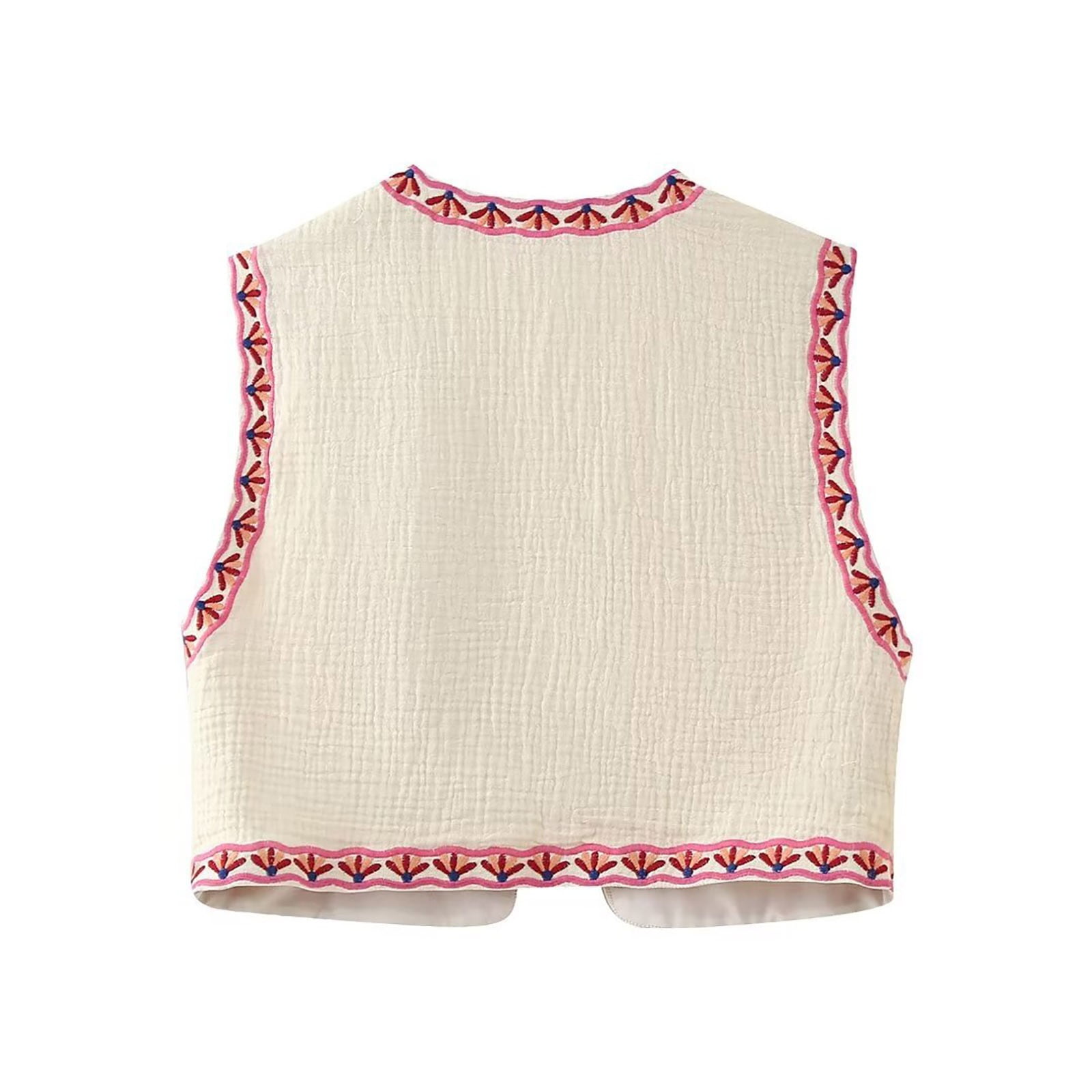 Lindreshi Womens Floral Embroidered Vest Boho Vintage Lindreshi Womens Floral Embroidered Vest Boho Vintage