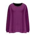 thumbnail image 6 of Fashion Tops For Women Solid Color Long Sleeved Knitted Hollow Out Round Neck Purple Business Casual Dressy Blouses XL-5XL, 6 of 8