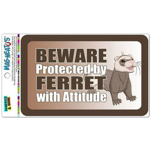 Beware Protected by Ferret with Attitude Automotive Car Refrigerator Locker Vinyl Magnet