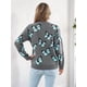thumbnail image 4 of Suéteres de Punto con Estampado de Mariposas para Mujer, Informales, de Larga y Cuello Redondo Gris XL, 4 of 9