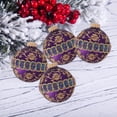 thumbnail image 5 of Glass Christmas Tree Ornaments - 67mm/2.63" [4 Pieces] Decorated Balls from Christmas by Krebs Seamless Hanging Holiday Decor (Shiny and Velvet Purple with Glitter & Braid), 5 of 5