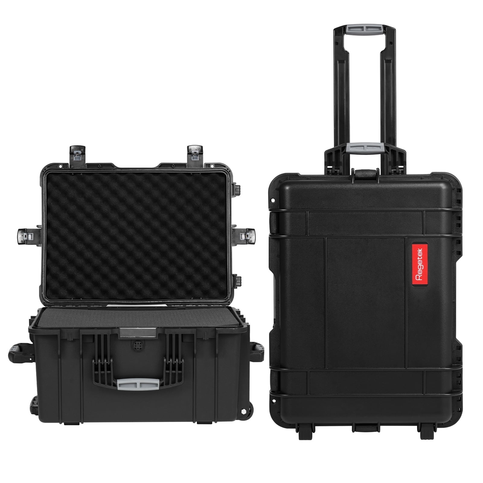 Rolling Hard Case with Foam,24.5 x 18 x 13 Inch, Waterproof Hard Case with Wheels/Retractable Handle for camera, Drone,tool, Equipment, electronics, TSA Friendly, Inner 20.39"X 13.67"X10.43"
