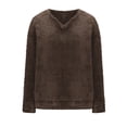 thumbnail image 3 of APEXFWDT Plus Size Sherpa Lined Top S-5X Women's Warm Fleece Pullover Fall Winter Soft V-Neck Casual Sweatshirt, 3 of 6