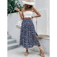 thumbnail image 3 of Women'S Print Long Skirts High Waist Split A Line Full Length Maxi Skirt Navy Blue M, 3 of 5
