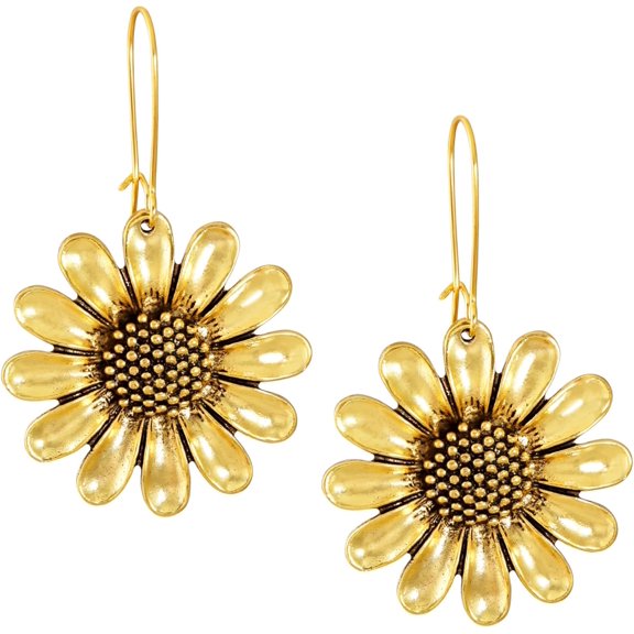 Boho Vintage Summer Gold Plated Sunflower Drop Dangle Earrings Jewelry Gift for Women