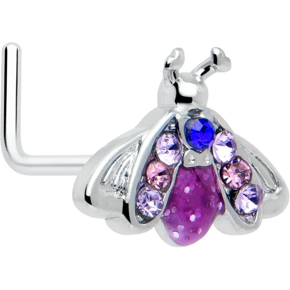 Body Candy 20 Gauge Nose Ring - 316L Stainless Steel L-Shape Nose Ring Beautiful Insect Nose Stud for Women Men