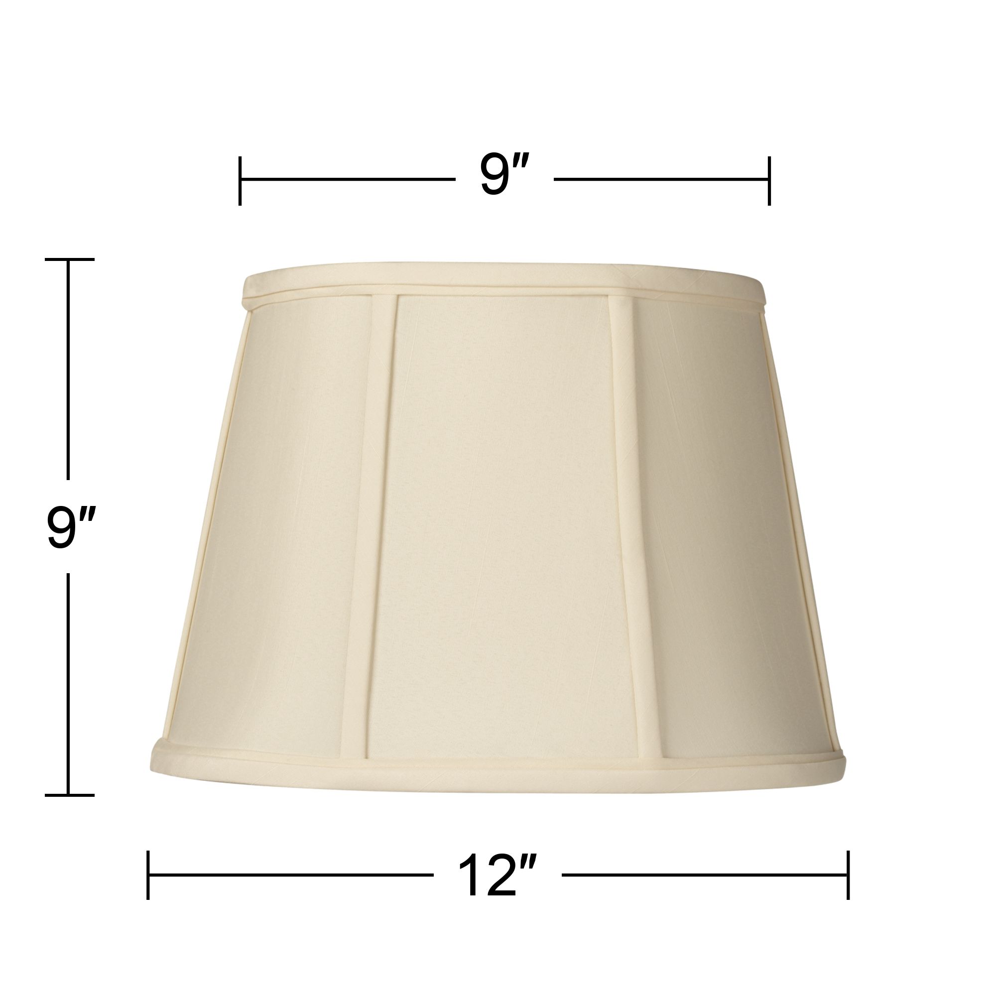 Springcrest Set of 2 Oval Lamp Shades Cream Small 9" Wide x 6.5" Deep at Top 12" Wide x 8" Deep at Bottom 9" High Spider Harp Finial