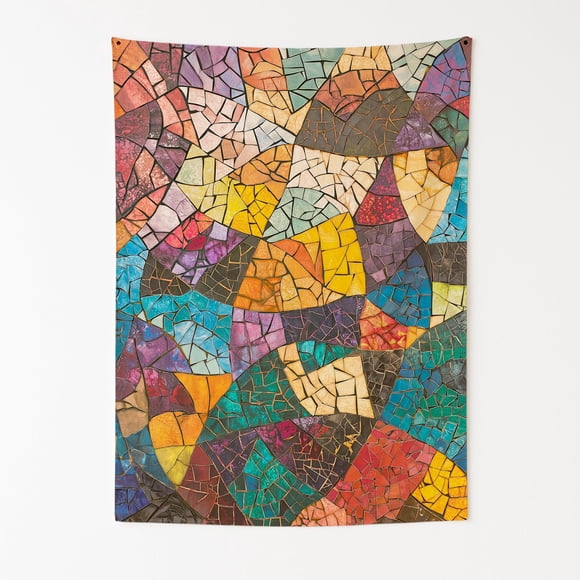 Mediterranean Mosaic Wall Tapestry for Bedroom by DC | Italian-Inspired Tapestry Wall Hanging & Aesthetic Decor for Dorm, Living Room, Picnic & Home | 36"x48"