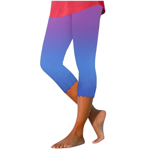 Womens Soft Yoga Pants for Floral Print High Waist Pants Knee Length Slim Fit Yoga Cropped Trouser Leggings for Women Running Gym and Workout