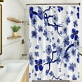 thumbnail image 3 of Plum Blossom Shower Curtain Watercolor Blue Floral Modern Art Painting Shower Curtains for Bathroom Accessories Waterproof Polyester Fabric with Hooks, 72 x 72 Inch, 3 of 6