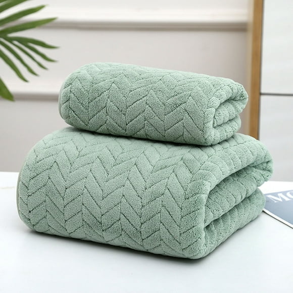 Juego de toallas de baño suaves altamente absorbentes de hilado de terciopelo - Color verde