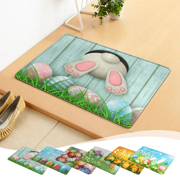 Easter Day Door Mat Front Doormat, Bath Rug Super Absorbent Dry, Rubber Backing Non-Slip Washable Bathroom Floor Mats, 16x24 inch