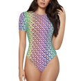 thumbnail image 2 of Picia Rainbow Peacock Feathers Womens One Piece Swimsuits Modest Tummy Control Bathing Suits Lace Up Slimming Swim Suit-Small, 2 of 9