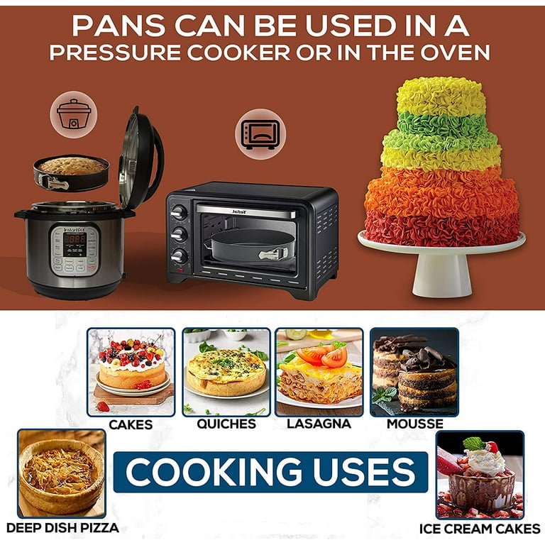 RFAQK 100pcs Cake Pan Set for Baking + Cake Decorating Supplies: 3 Round  Non Stick Springform Pan Set (4, 7, 9 inches), Icing Tips, Cake Leveler –  Multi-functional Leak-Proof Cheese Cake Pans