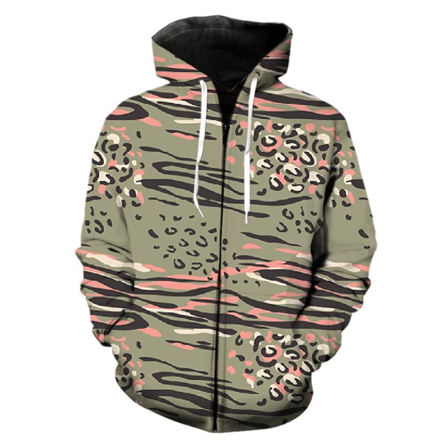 Sudadera con capucha y cremallera para hombre, con textura abstracta de animales, de manga larga, informal, divertida, estilo Harajuku, para adolescentes, unisex