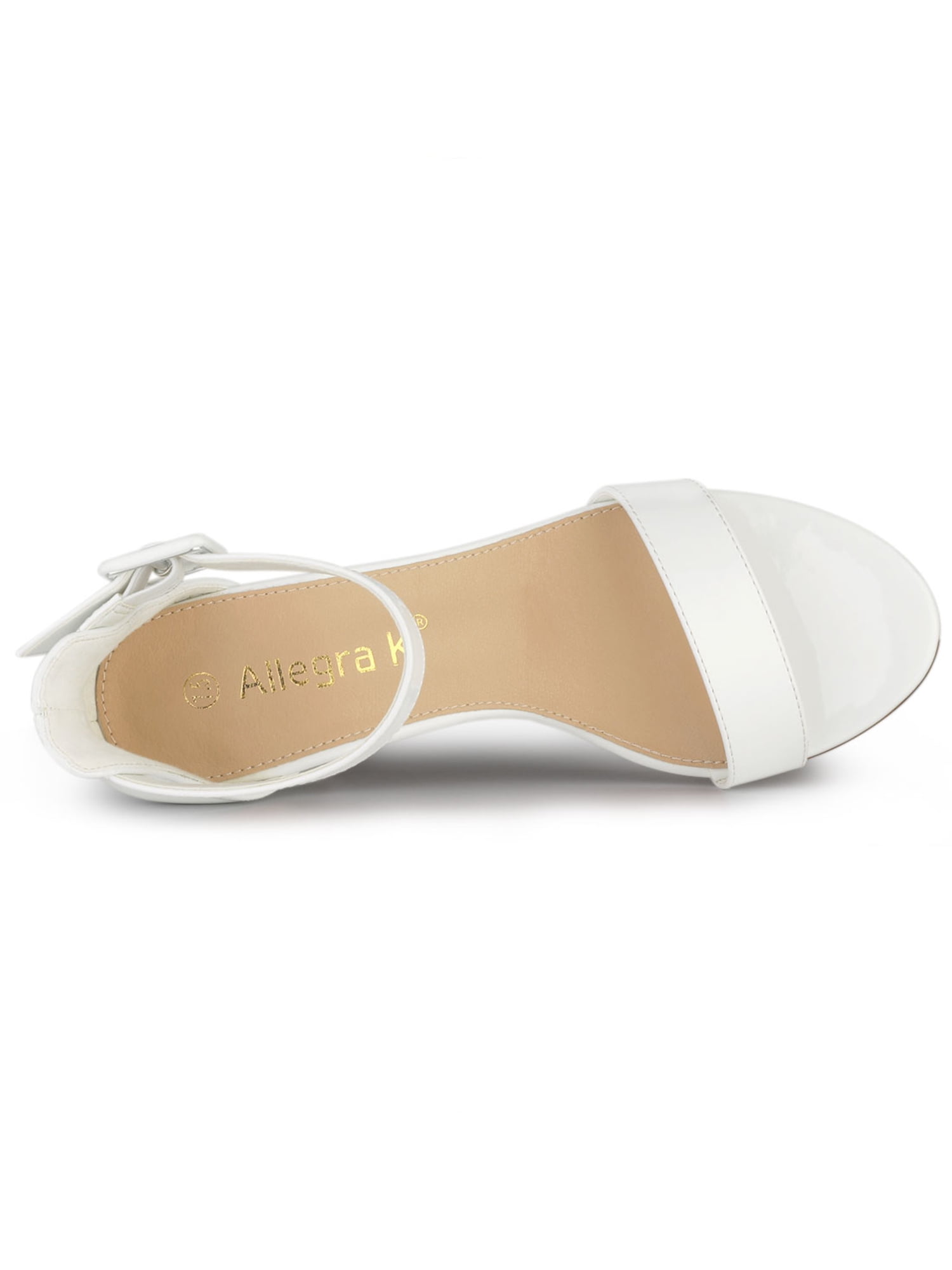 DARING DIVA Women's Ankle Strap Low Block Heel Sandals 7.5 White