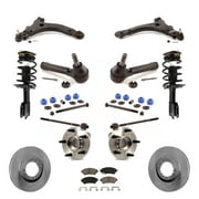 Transit Auto - Front Disc Rotors Brake Pads Hub Bearings Assembly Control Arms Tie Rod End Shock Suspension Link Kit (15Pc) For Chevrolet Venture Pontiac Montana KM-100196