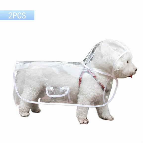 2PCS Transparent Waterproof Raincoat for Small to Medium Dogs