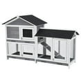 thumbnail image 2 of Kselythan Two Floors 62" Wooden Outdoor Indoor Roof Waterproof Bunny Hutch Rabbit Cage Guinea Pig Coop PET House for Small to Medium Animals with Stairs and Cleaning Tray, 2 of 7