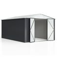 thumbnail image 4 of NETAJE 10'x14' Outdoor Metal Shed , Storage Shed with Updated Frame, Lockable Doors & Sliding Roof for Backyard, Garden, White, 4 of 9