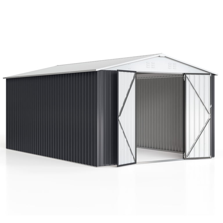 NETAJE 10'x14' Outdoor Metal Shed , Storage Shed with Updated