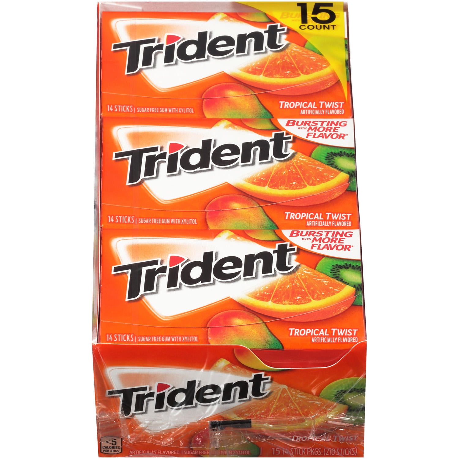 Trident Tropical Twist Sugar Free Gum (14 per pk., 15 pk.)