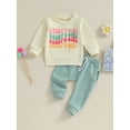 thumbnail image 2 of Bagilaanoe 2PCS Toddler Baby Girl Long Pants Set Letter Print Long Sleeve Sweatshirt Tops + Sweatpants 6M 12M 18M 24M 3T Kids Casual Sweatsuits, 2 of 8