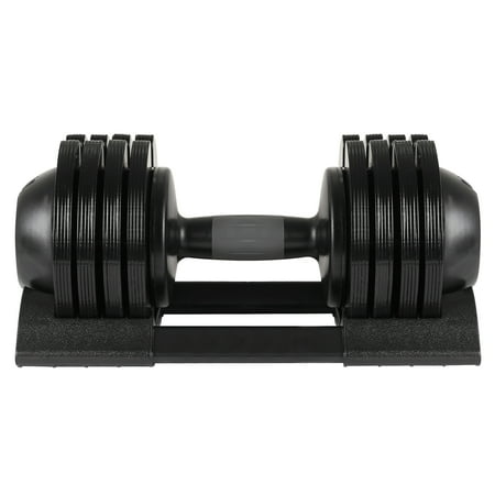 LuckyNote 52LBS Adjustable Dumbbell Set, Rubber Coated Steel Plates with Handle Bar and Plastic Base for Home Gym Fitness Training, Black